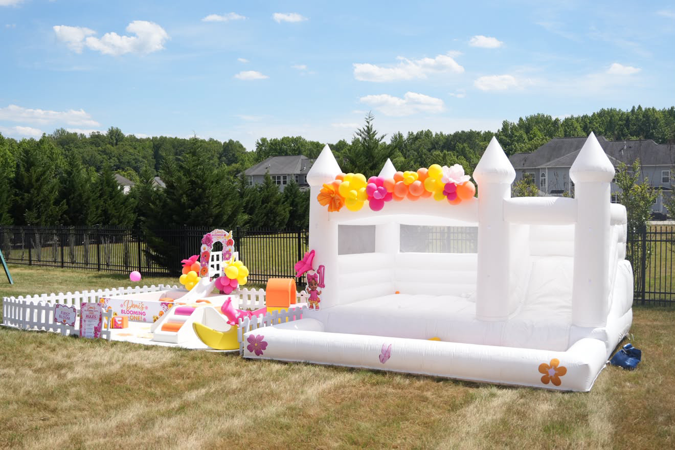 Blooming floral bounce house and slide package